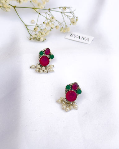 Riana Studs Red & Green